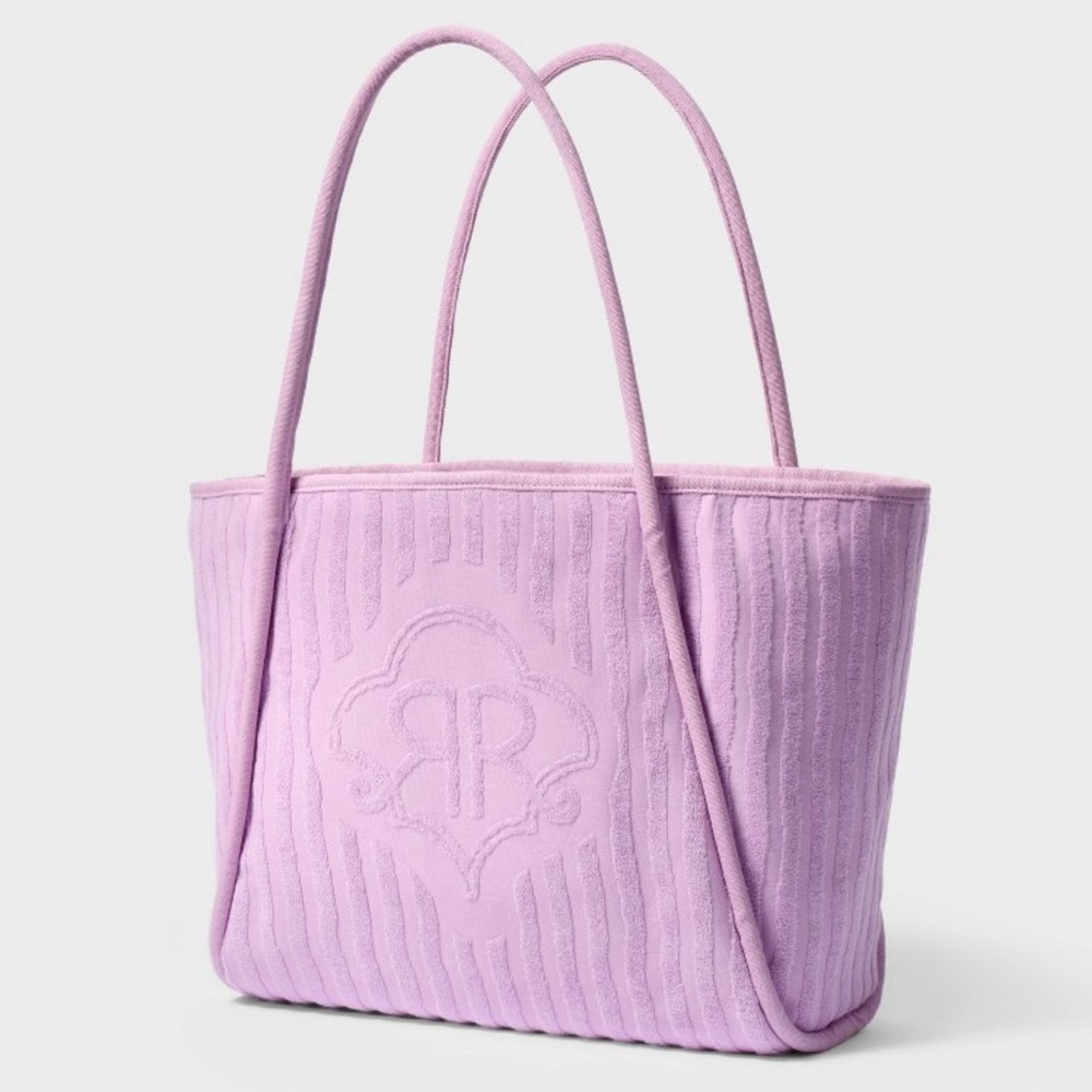 Roller Rabbit x Target Striped Large Terry Beach Tote Bag Lavender - Picture 3 of 4